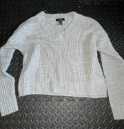 White Knit V Neck Sweater Size Small