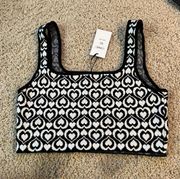 Cider Black and white heart patterned crop sleeveless top never worn