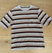 Vintage Hang Ten Striped T-shirt in Brown and Cream