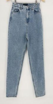 Asos Design Denim Women's Sz 25 x 36 High Waisted Light Wash Straight Leg Jeans