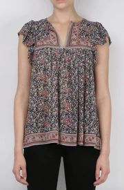 Ulla Johnson | Soleil Silk Top | Navy Pink Floral | Sz 0