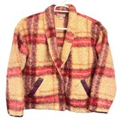 Knox Rose Jacket Maroon Tan Size M Plaid Coat Button Front Tweed Lightweight