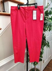 Charter Club Women Red Cotton & Rayon Mid Rise Slim Leg Crop Pant Size 12 Petite