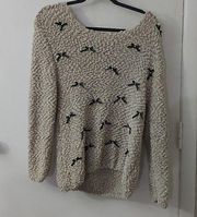 LC Lauren Conrad Popcorn Knit Pearl Bow Sweater