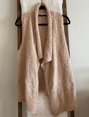 blush pink textured teddy sleeveless vest