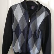 CAMBRIDGE Classics Full Zip Argyle Cardigan Black/Gray Size Medium