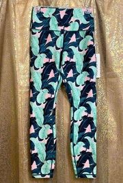 Wildfox high rise green/pink Martinique Leaves 7/8 leggings, size M, NWT