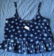 Peplum Camisole Blouse - Navy Stars