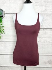 New York & Company Maroon Camisole Tank Top with Shelf Bra Size Medium