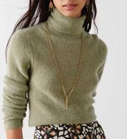 Ba&sh Bolly Green Mohair Alpaca Turtleneck Pullover Sweater Size Small