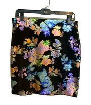 Eci New York Women’s Silk Like Multi Colored Asian Floral Skirt  Size M