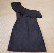 One Shoulder faux leather black Dress size XXS