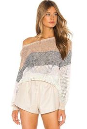 NEW Joie Deroy K Striped Multicolored Open Knit Sweater Size Large