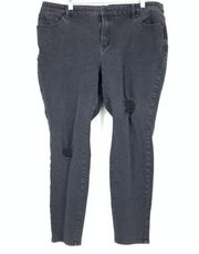 Lane Bryant Jeans Women's Sz 18 Washed Black Distressed 5 Pocket Design Cropped