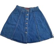 Vintage No Excuses Femme Fatale Flare A Line Denim Mini Skirt Small