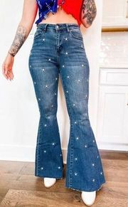 Judy Blue Star Embroidered High Rise Trouser Flare