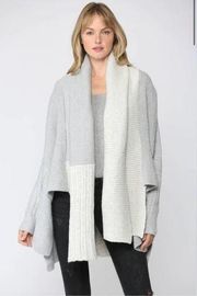 Fate Please Yourself Gray and Cream Open Shawl Chunky Cardigan, EUC, Small