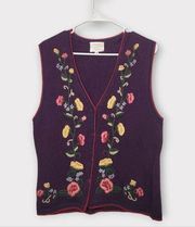 Susan Bristol Vintage Embroidered Sweater Vest M