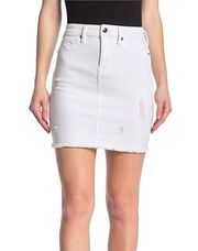 Good American Distressed Denim Mini Skirt White Size 22