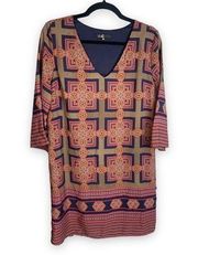 C. Luce Boho Trapeze Dress 3/4 sleeves M