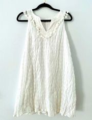 Vineyard Vines textured tasseled v neck white cotton dress in x-small