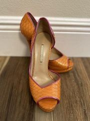 Nicholas Kirkwood Platform Heels EU 36.5 Orange Snakeskin