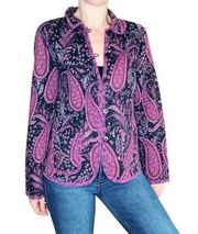 Pour Elle Purple Paisley Quilted Bohemian Reversible Jacket