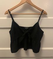 Black Cropped Tank With Bow