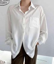 White The Boyfriend Linen Blend Shirt size Large