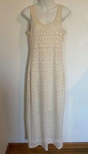 Daisy Fuentes Cream Colored Crochet Lined Maxi Dress Size Small