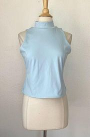 Solid Pastel Blue Mock Neck Tank Top