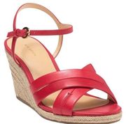 Via Spiga Inna Wedge Leather Strappy Crimson Red