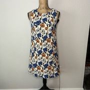 Slate & Willow Womens Size 8 Blue Orange Floral Jacquard Shift Dress Sleeveless