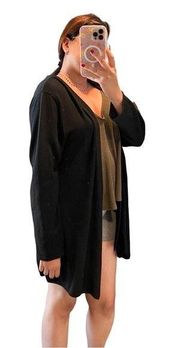 J JILL Open Knit Wool Blend Cardigan Black Sz XL (P)