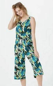 Double V neck Women Jumpsuit Wide leg print PS