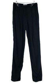 Sandro Paris Womens Sz EU 36 US S Pants Straight Leg Double Buckle Viscose Black