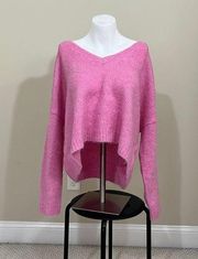 NWT Anthropologie Pilcro Fuzzy V-Neck Pullover Pink Sweater