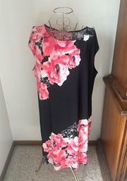 Chico’s black floral short sleeve dress size 3