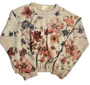 S  Floral Women’s Comfy Cropped Pullover Crew Neck Sweater