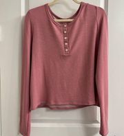 NWOT Pink Lily Rose/Mauve Henley Long Sleeve Tee