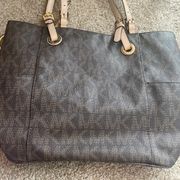 Michael Kors Jet Set Logo Monogram Pocket Tote Brown