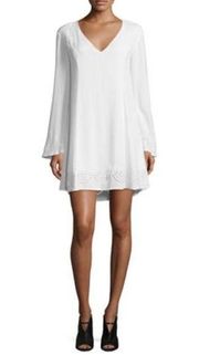 Ella Moss Dana Long-Sleeve Embroidered Dress, White size small