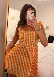 SheIn Orange and White Gingham Dress