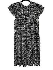 J. Crew Black & White Embroidered Eyelet Flutter Sleeve Dress