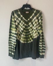 Hand Dyed Cotton Slub Mock Neck Top in Green Size 1X