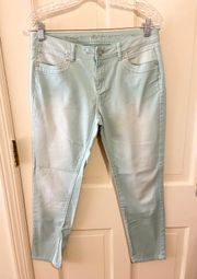 ankle skinny mint green stretch jeans