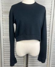 REVOLVE (NBD) Cropped Crewneck Sweatshirt with Zip Sleeves Black-XS