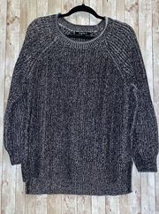 Women's Ellen Tracy Black & White Marble Crew Neck Knit Sweater Size Large