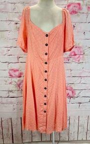 Gibson Women's Button-Down Polka Dot Smocked Back Sundress Pink Size XL