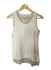 Ecru Tank Top SMALL Heather Gray White Scoop Neck Casual Modern Minimalist Chic